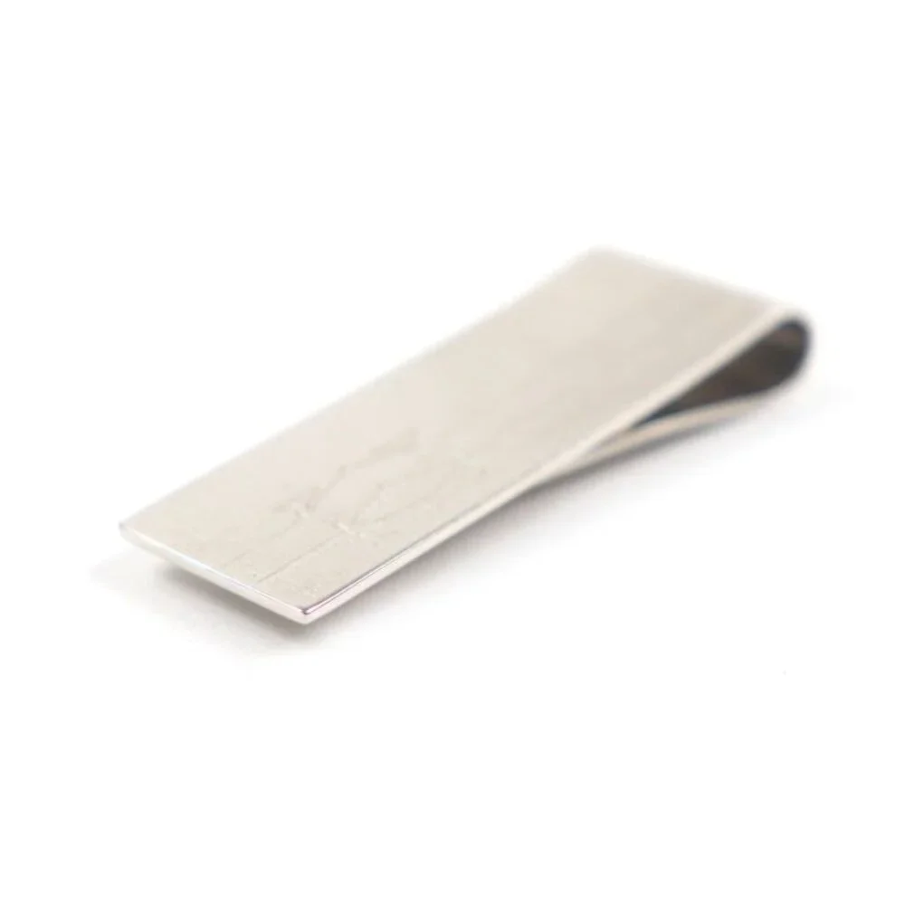 Cartier C2 Decor Logo Bill Clip Billfold Money Clip Silver Men